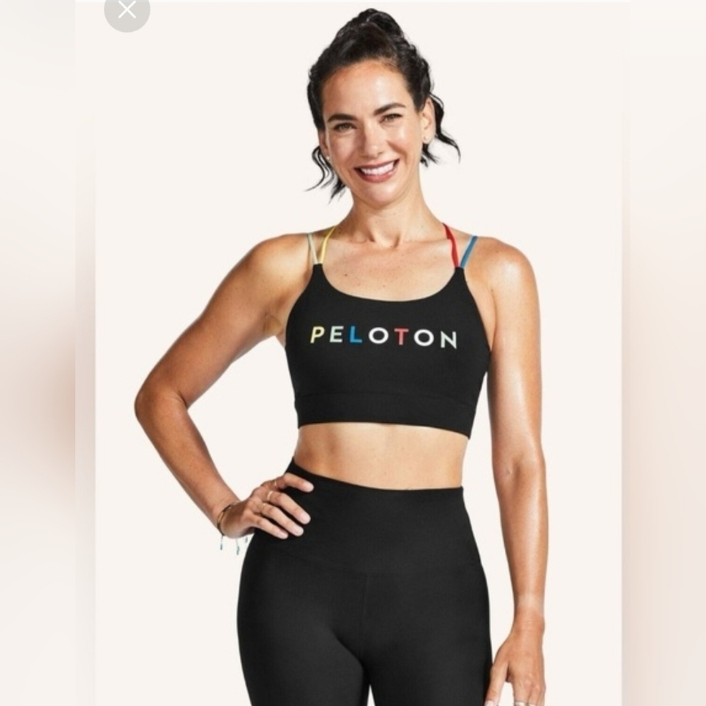 Peloton United Speed Up Black Sports Bra with Multicolor Straps Size Small